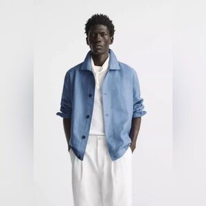 Zara Blue Lightweight Shirt Jacket